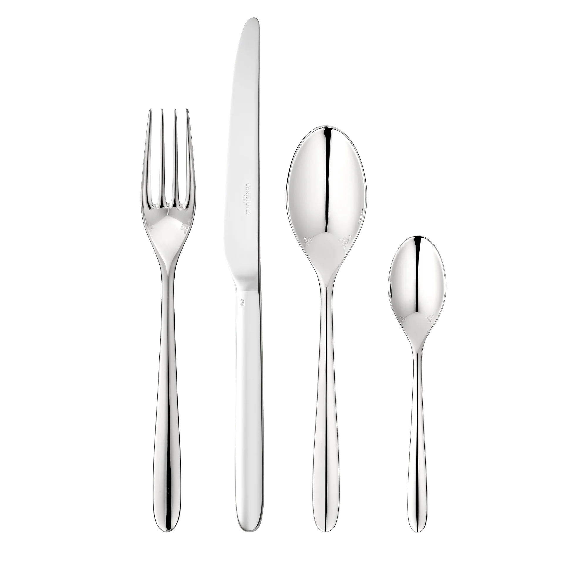 Set for 6 people (24 pieces) in silver metal with case, Mood, Christofle