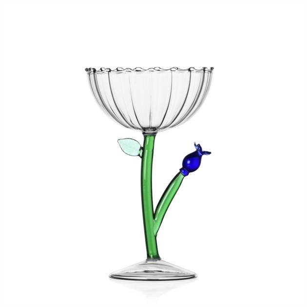 Coupe à Champagne Blue Flower, Botanical, ICHENDORF