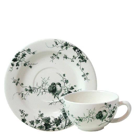 Breakfast cup and saucer, Les Oiseaux, Gien