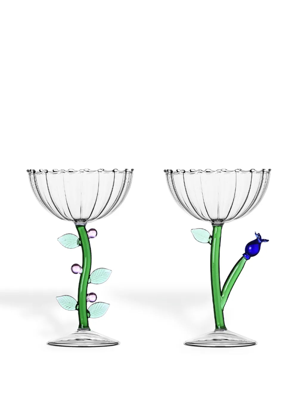 Coupe à Champagne Blue Flower, Botanical, ICHENDORF