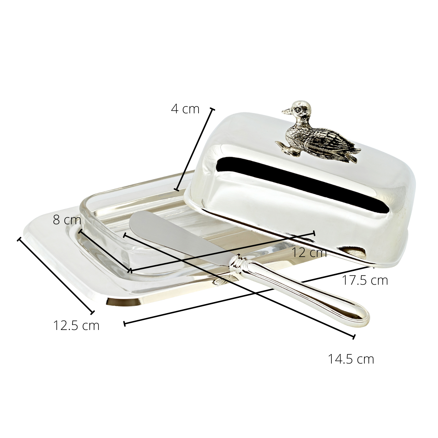 Duck Bell Butter Dish 18 cm + Knife, Edzard