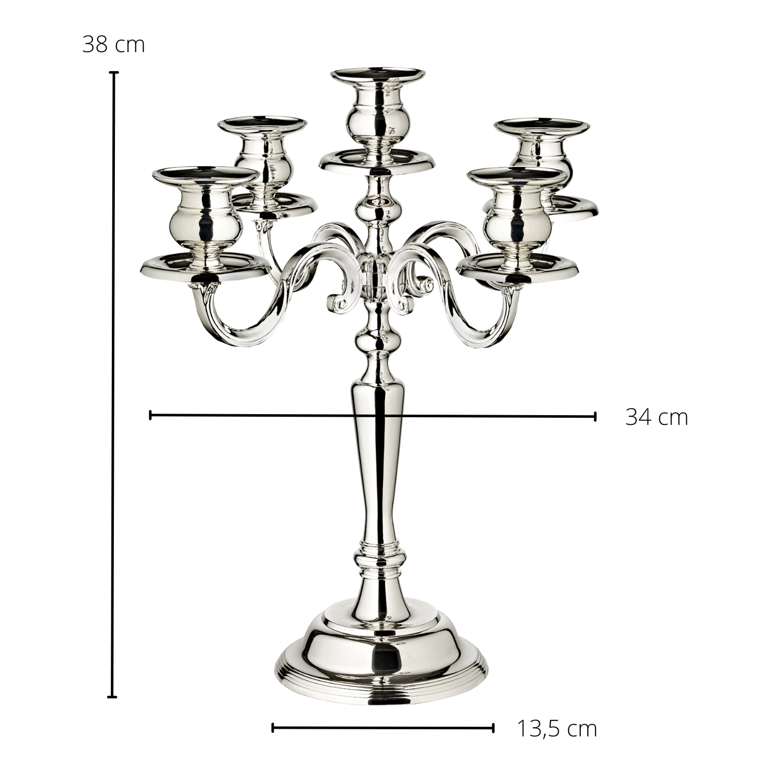 5-branched candlestick 37cm, Regina, Edzard