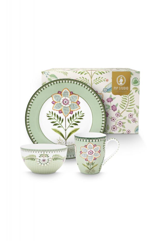 Set 3 pce Petit Déjeuner Lily & Lotus Light Green, Pip Studio