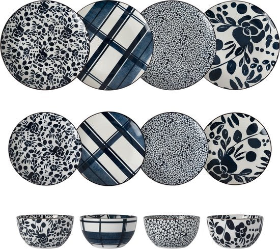 Assiette 21 cm Floral Blue Time Carreaux, Dutch