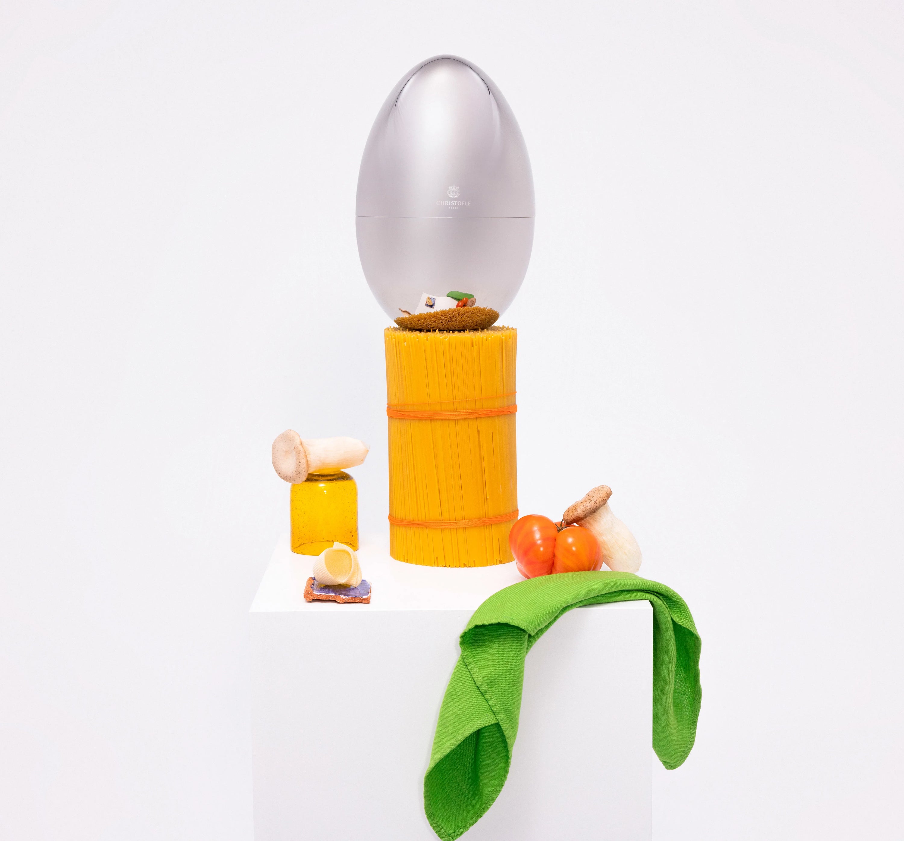 Set for 6 people (24 pieces) in silver metal with case, Mood, Christofle