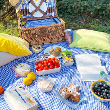 Picnic tablecloth 280 x 140 cm, Blue Vichy, Les Jardins de la Comtesse