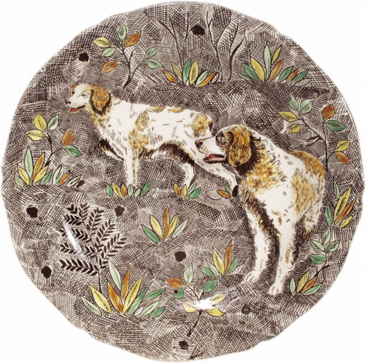 Spaniel dessert plate, Rambouillet, Gien