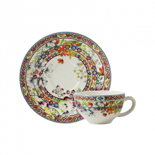 Breakfast cup and saucer, Bagatelle, Gien