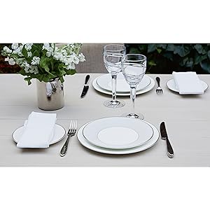 Lot de 8 Assiettes plates 23cm, Rayures fines Jasper Conran, Wedgwood