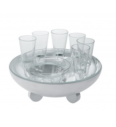 Set of Vodka Caviar Bowl and Spreader, Escapade Galet, Ercuis