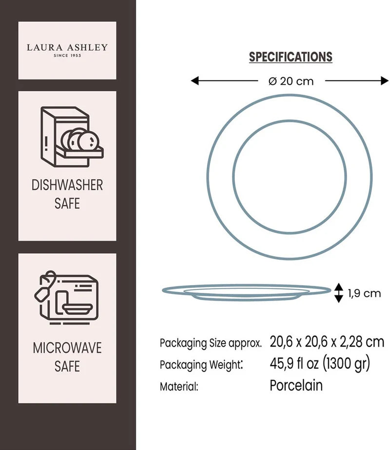 Assiette dessert 20 cm Blue Candy Stripe, Laura ashley