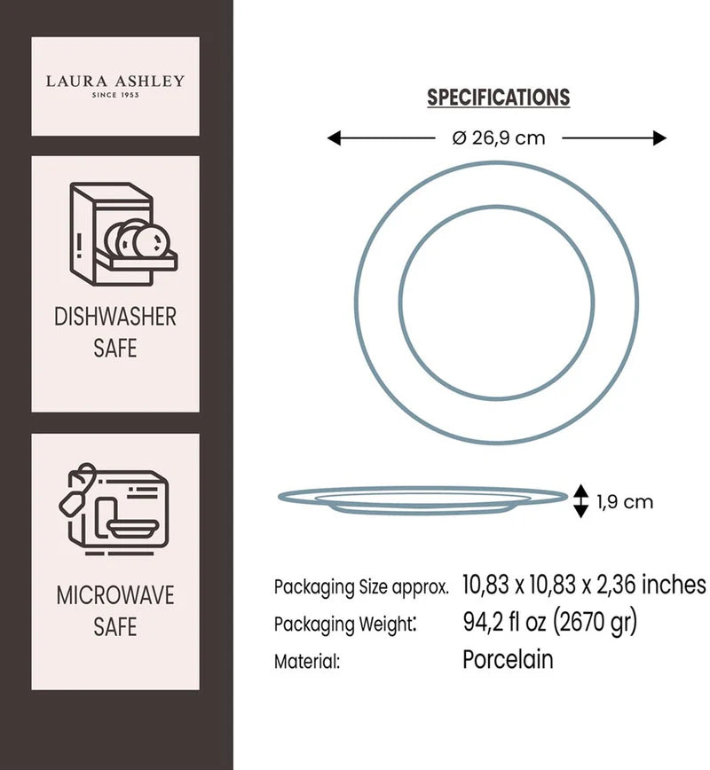 Assiette plate 26 cm Sweet Allysum Blue, Laura Ashley