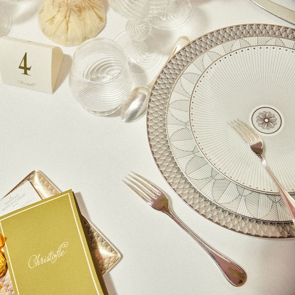 American plate 27cm, Malmaison Imperial Platinum, Christofle