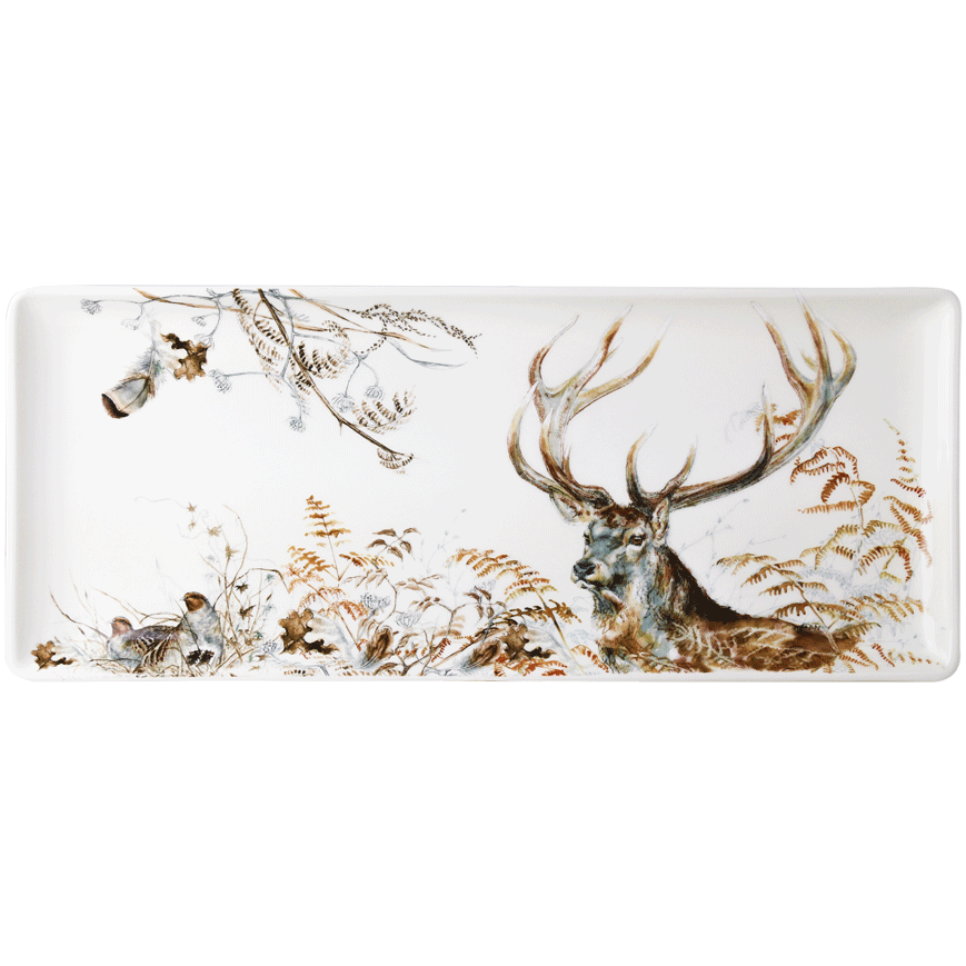 Plat à cake 36 x 15.5 cm Cerf, Sologne, Gien