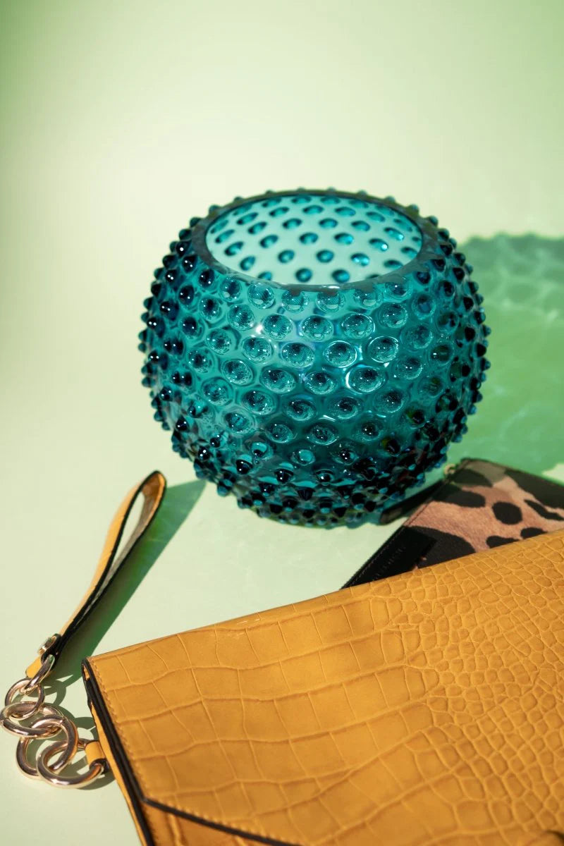Round Vase 18 cm Studded Aquamarine