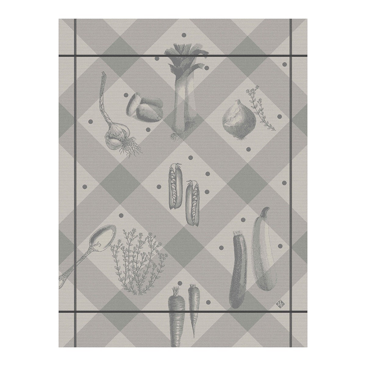 Tea towel, Vegetables in the Mushroom Garden, Le Jacquard Français