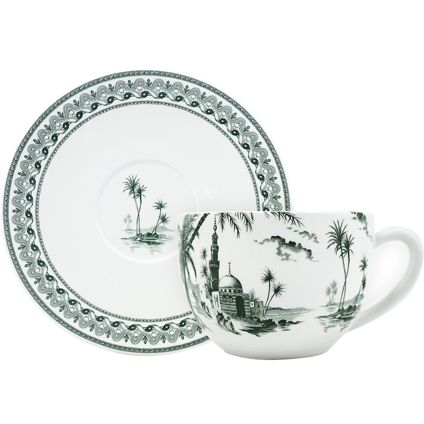 Pair of Jumbo cups 0.45l, Les Dépareillées green, Gien