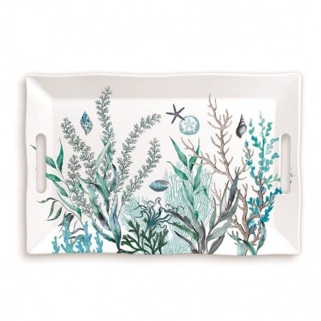 Plateau à Thé Mélamine 'Cabines De Plage' – 35 Cm Motif Été Coloré | Pour Boissons, Snacks, Décoration
