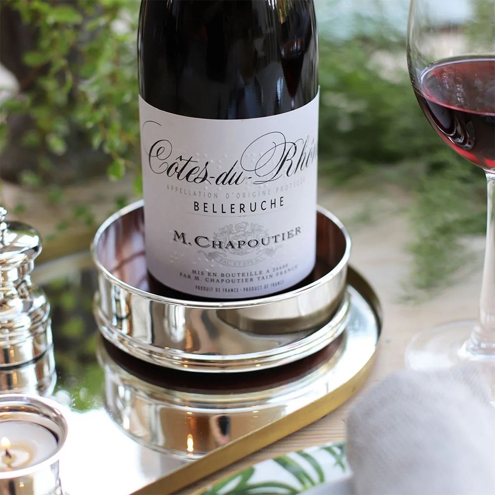 Dessous de bouteille métal argenté, Legno, Greggio