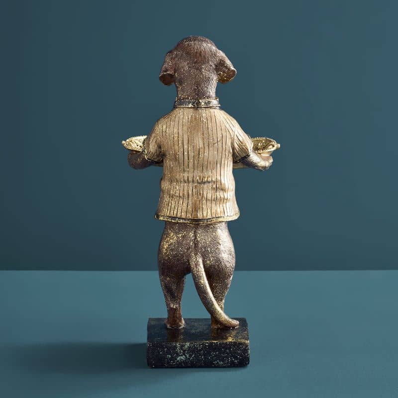 Porte-cartes Chien, Résine polyuréthane marron/or, 14 x 15 x 28 cm: Mehrfarbig (14)