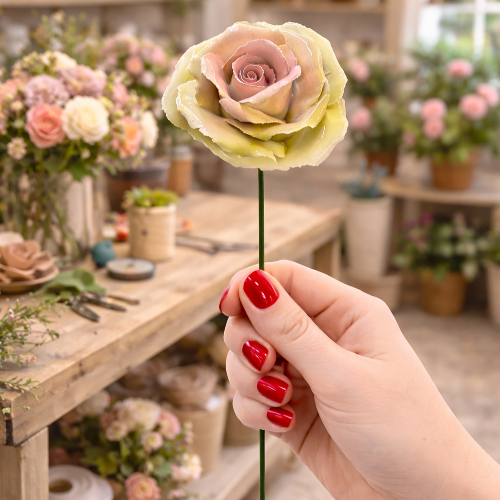 Rose Fleur italienne en céramique 6-7 cm – Capodimonte: Rosso