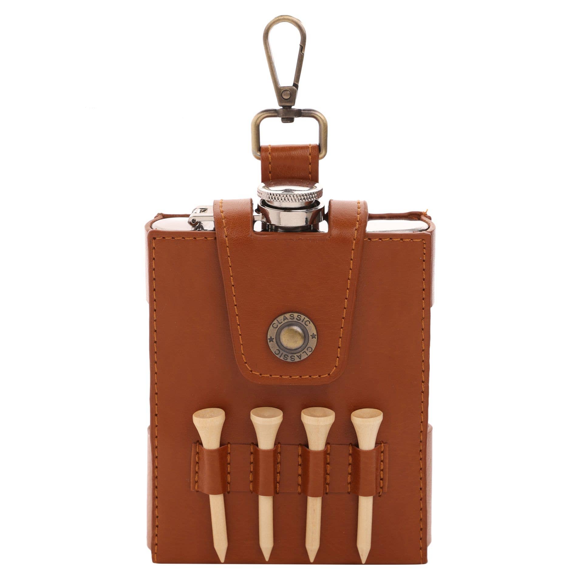 Coffret cadeau flasque de hanche pour golfeurs Harvey Makin - Tan