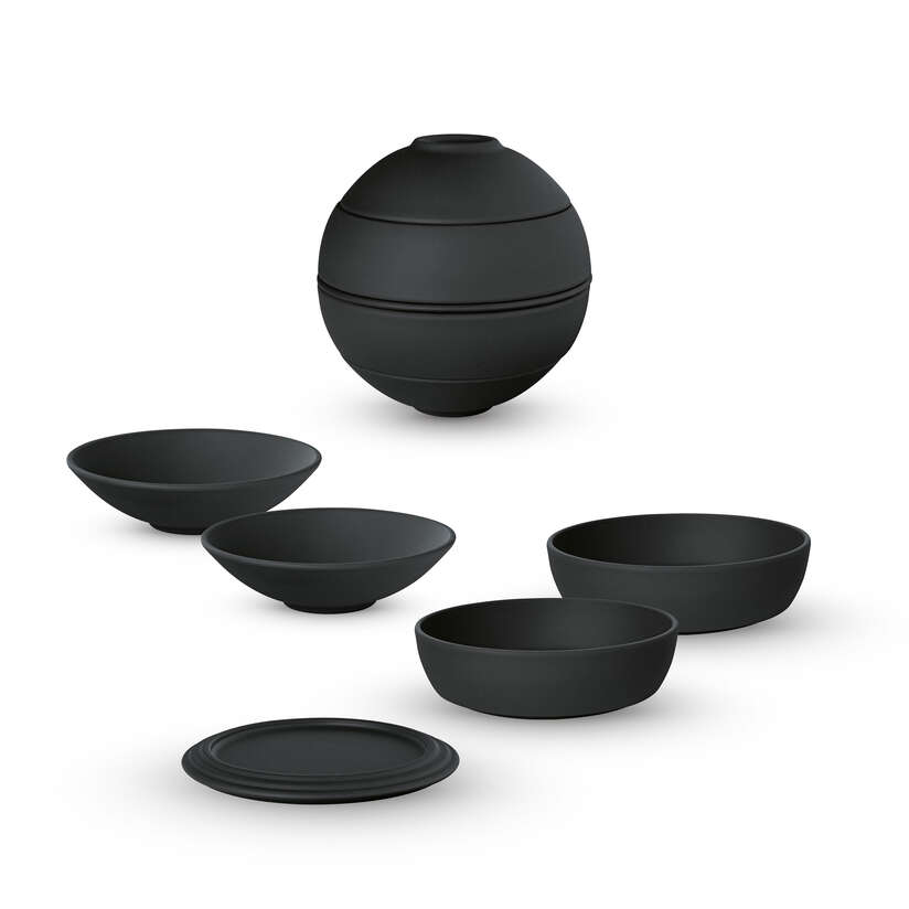 La petite Boule Ensemble de snacking noir,en porcelaine haut de gamme