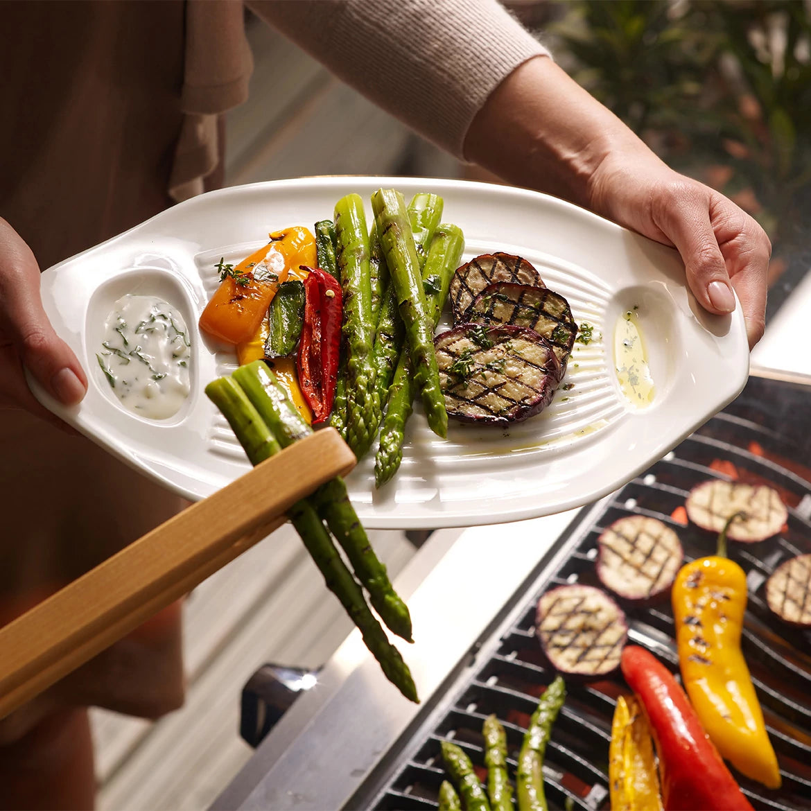 Lot de 11 Assiettes à légumes grillés 33x22cm , BBQ Passion