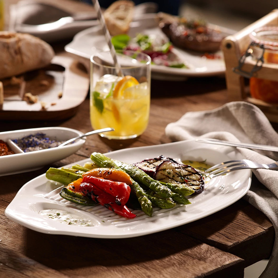 Lot de 11 Assiettes à légumes grillés 33x22cm , BBQ Passion