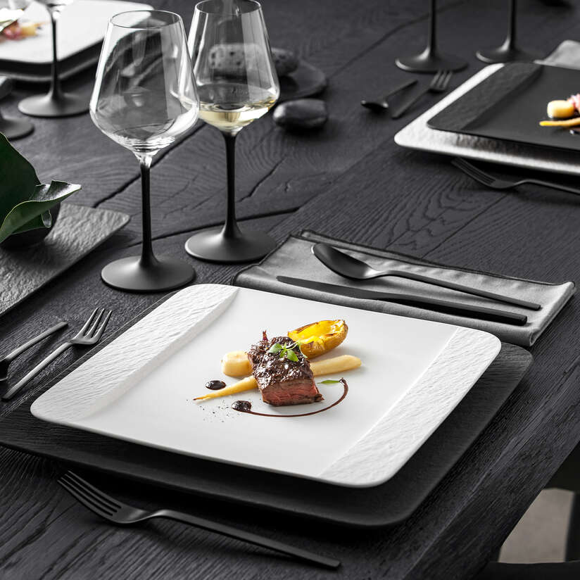 Assiette plate carrée, Manufacture Rock Blanc