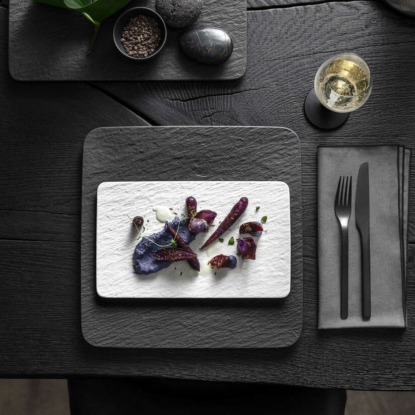 Assiette multifonction rectangulaire, Manufacture Rock Blanc