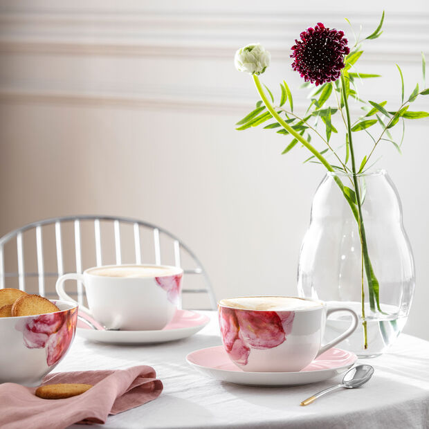 Soucoupe tasse petit déjeuner rose, Rose garden, Villeroy & Boch