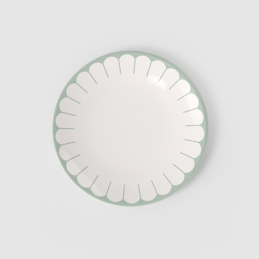 Assiette Plate 27cm, Fleur Vert