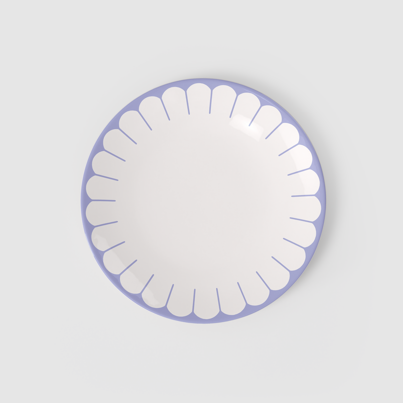Assiette Plate 27cm, Fleur Bleu