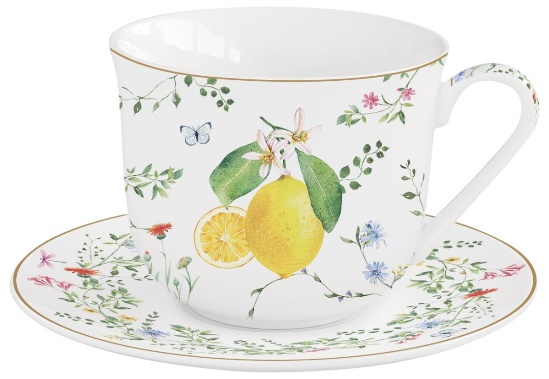TASSE DEJEUNER 40CL, FLEURS ET CITRONS, Easylife