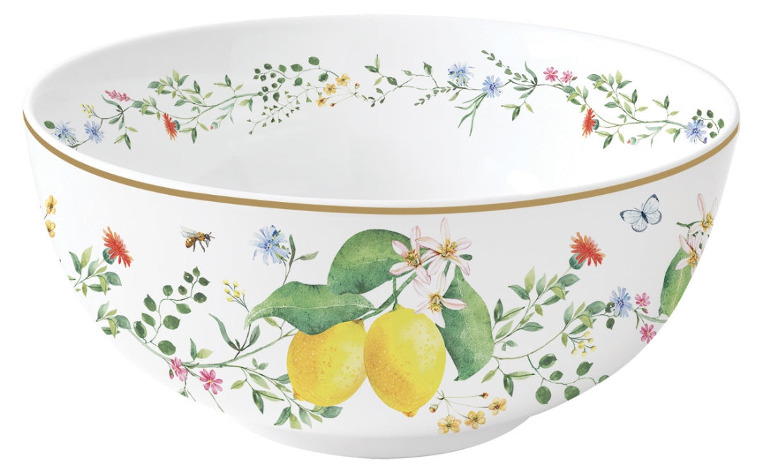 BOL Ø 15CM EN PORCELAINE, FLEURS ET CITRONS, Easylife