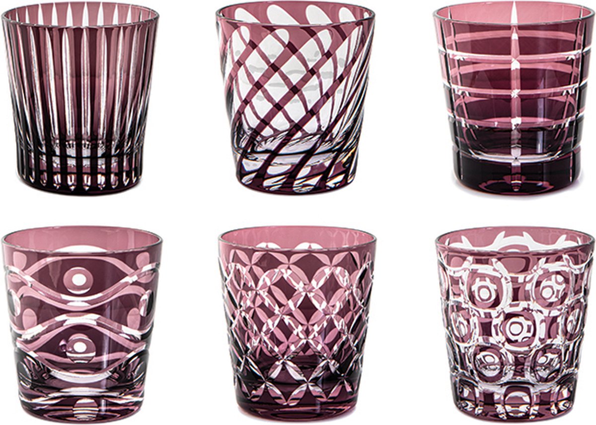 Set de 6 verres 0,30l taillé main, Luxury Purple, Livellara
