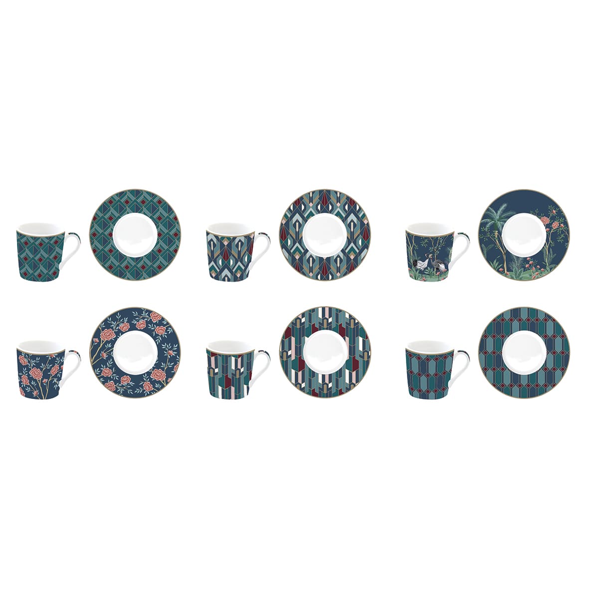 Coffret 6 paires tasses à café 0,11l, Mandalay