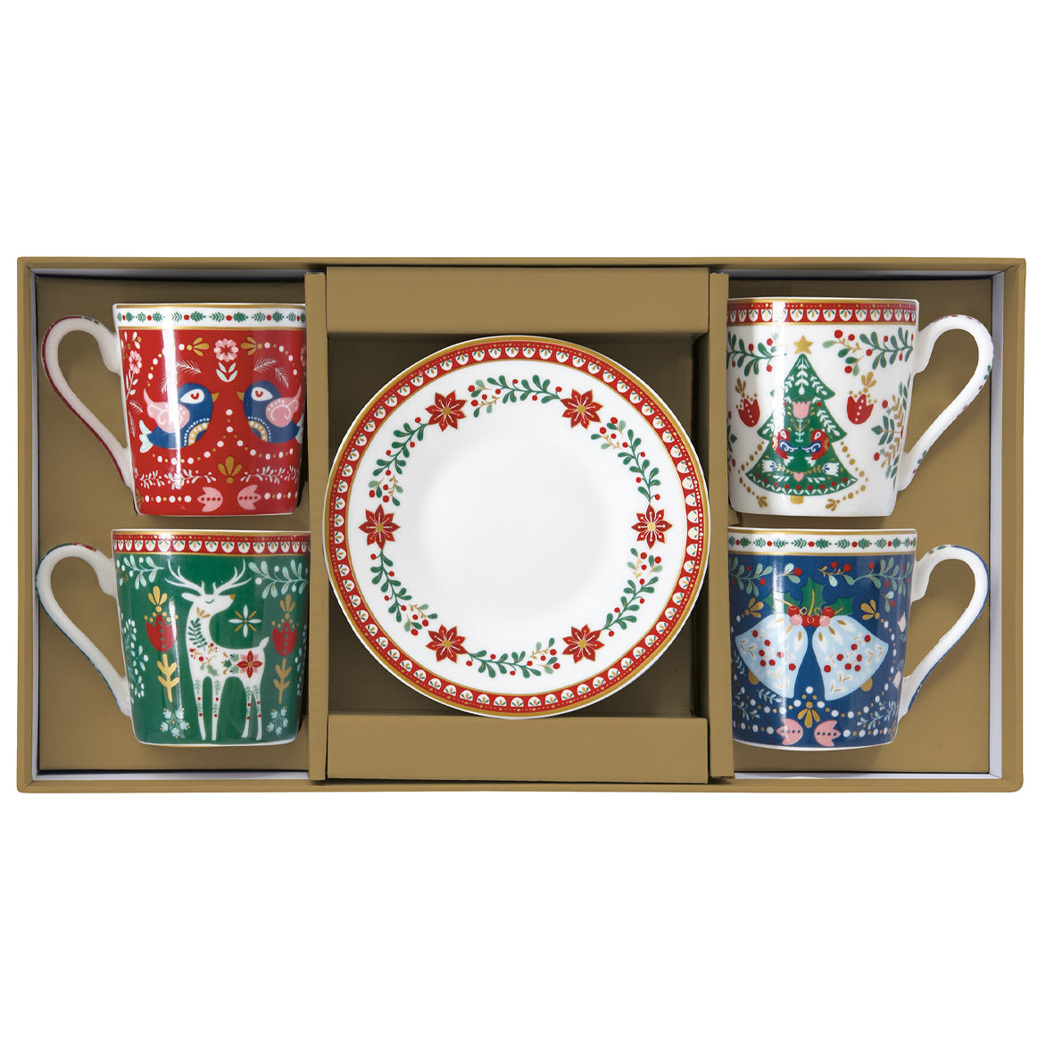Paire tasse Café set de 4  Christmas Folk