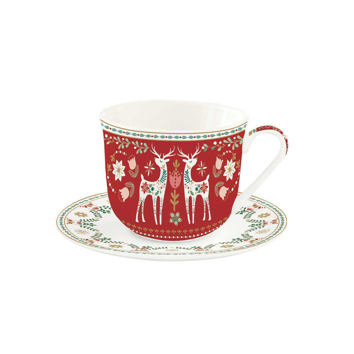 Tasse et Soucoupe Déjeuner 400 ml CHRISTMAS FOLK