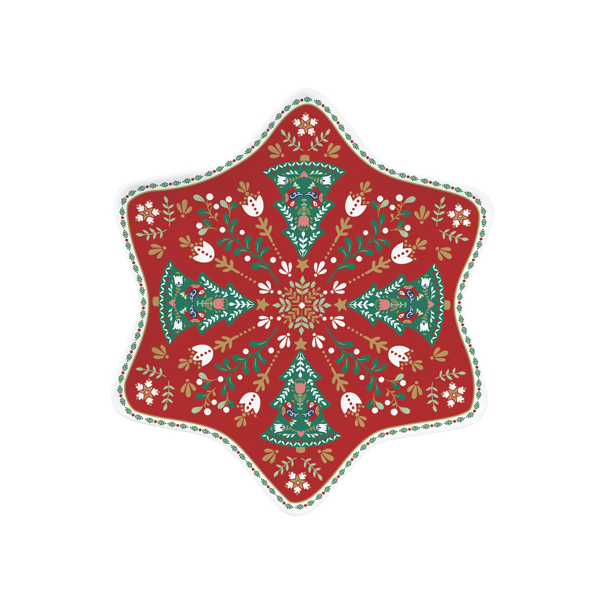 Assiette en porcelaine en forme d'étoile Ø 22,5 cm CHRISTMAS FOLK
