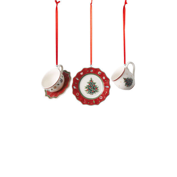 Set of 3 ornaments "Red Tableware", Toy's Delight Decoration, Villeroy &amp; Boch