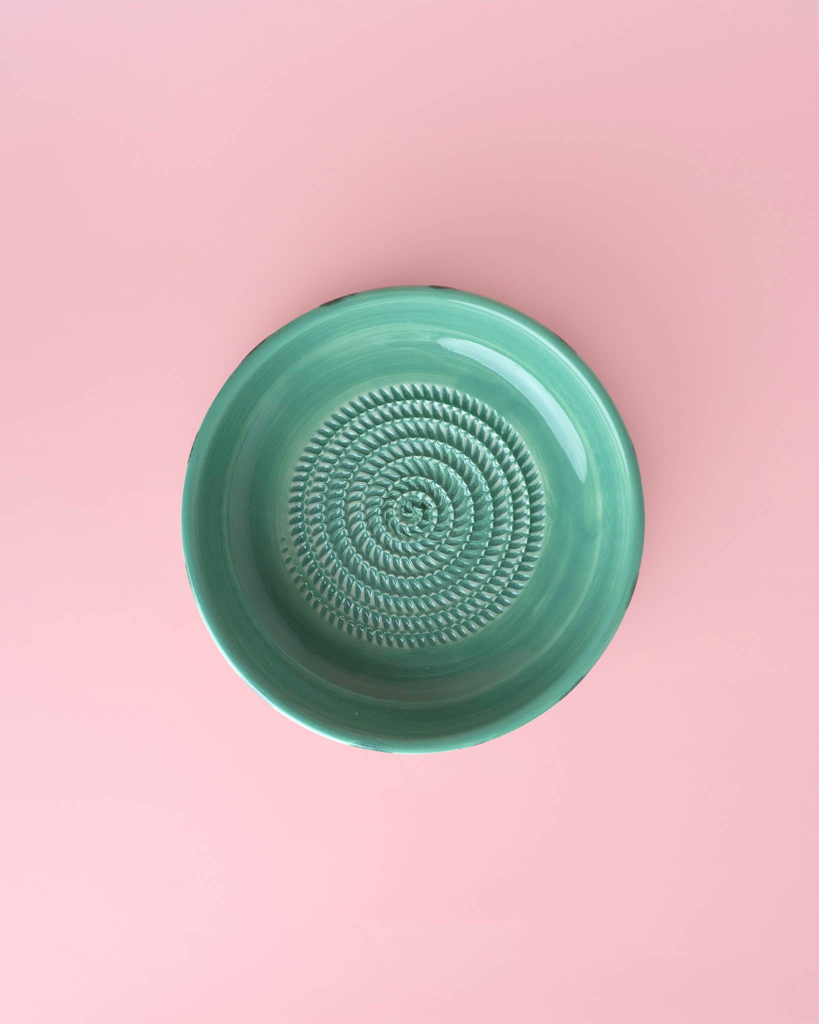 Râpe à ail - grande assiette en céramique vert jade: SIN PACKAGING