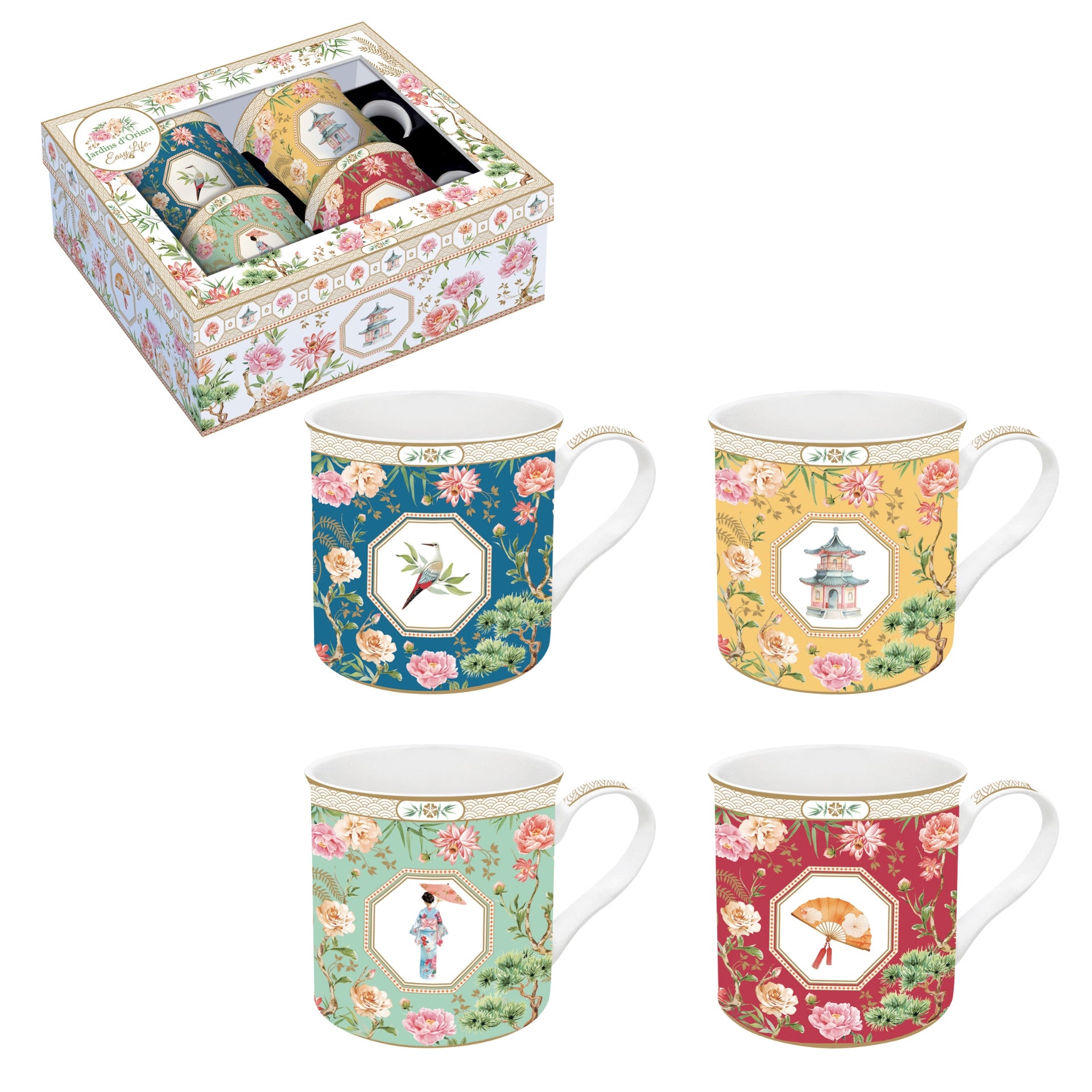 COFFRET 4 MUGS 30Cl JARDINS D'ORIENT, Easylife