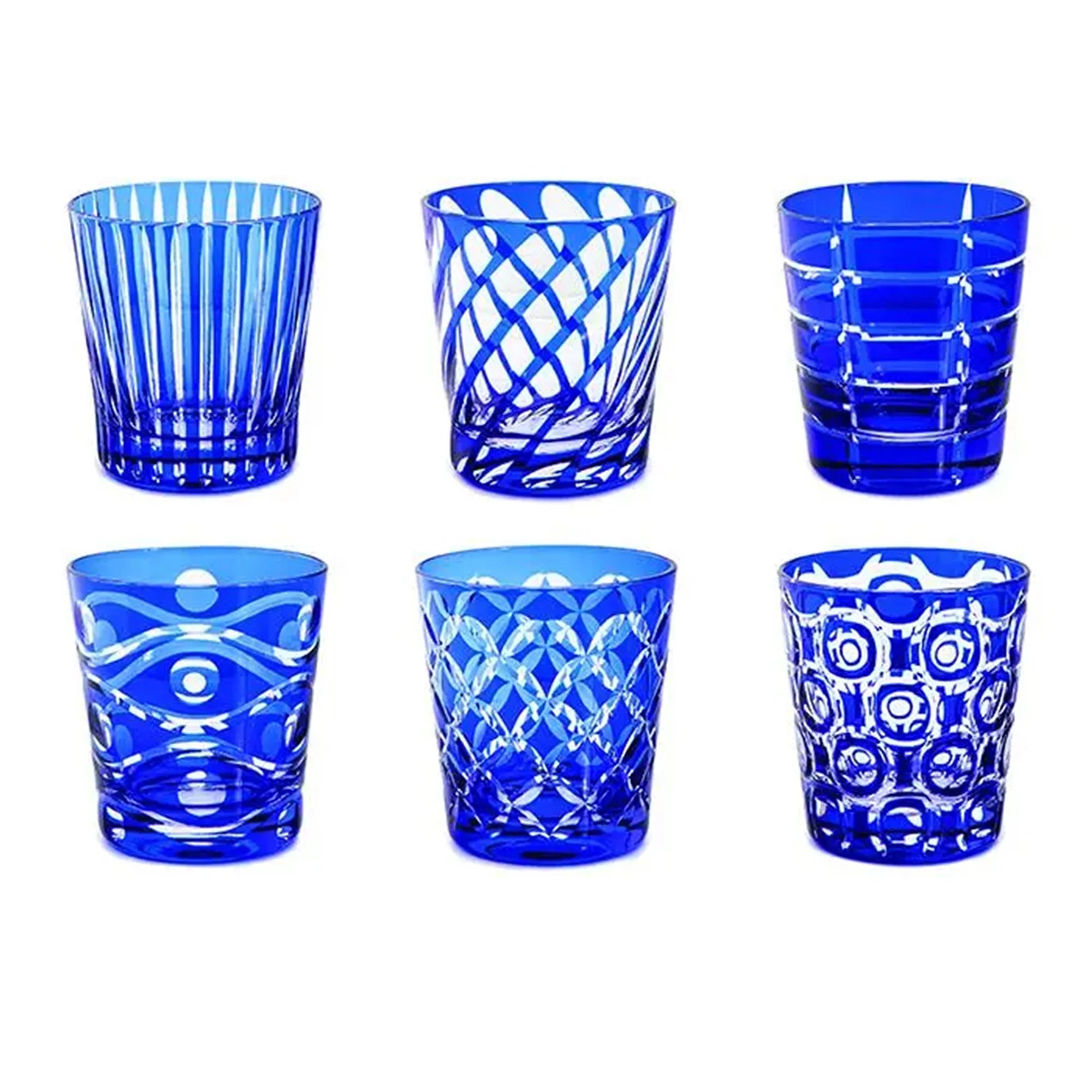 Set de 6 Gobelets 0.30L taillés main, Luxury Blue, Livellara