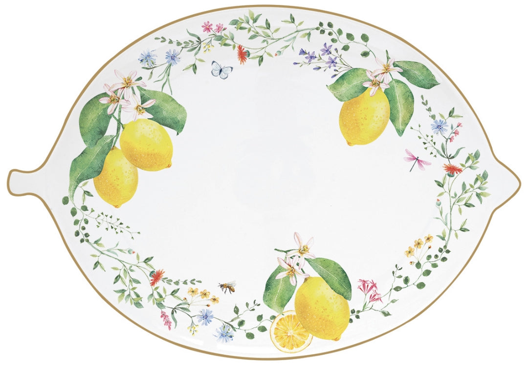 PLAT FORME CITRON 30X21,5CM, FLEURS ET CITRONS, Easylife