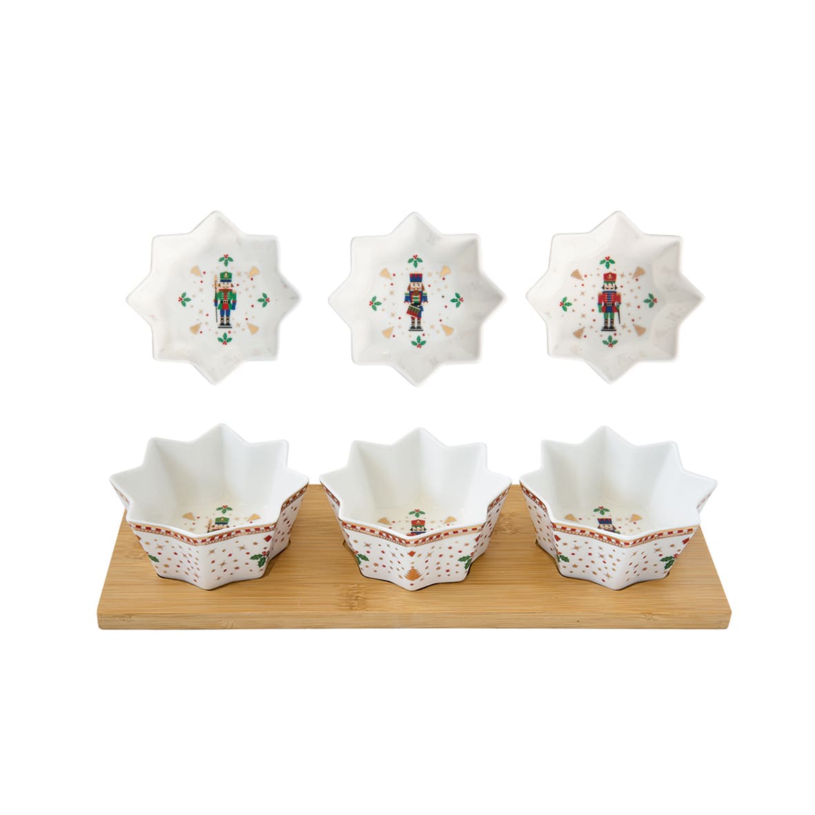 Coffret apéritif 3 coupelles en porcelaine, Nutcracker