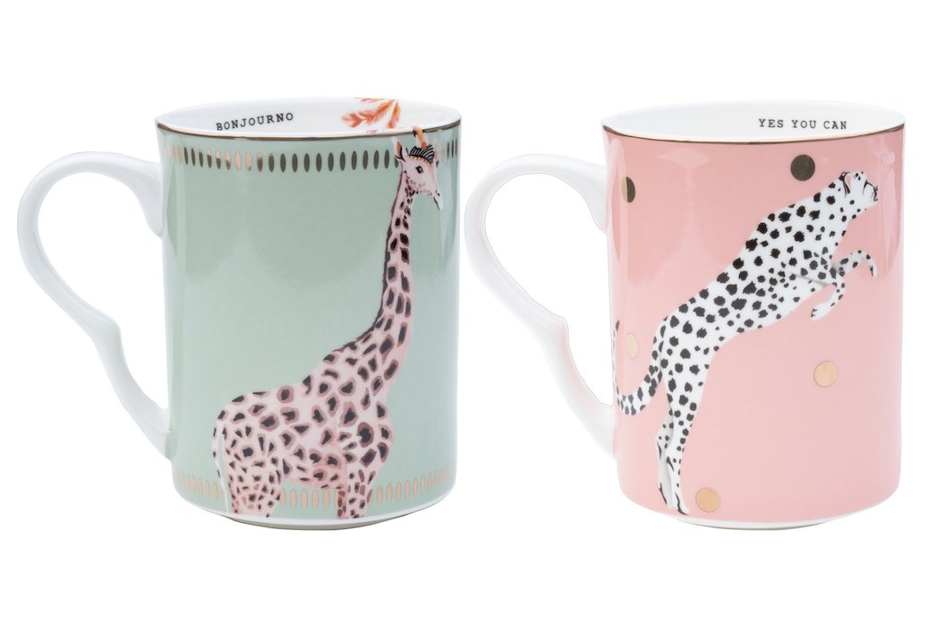 Set de 2 mugs, Guépard et Girafe, Yvonne Ellen