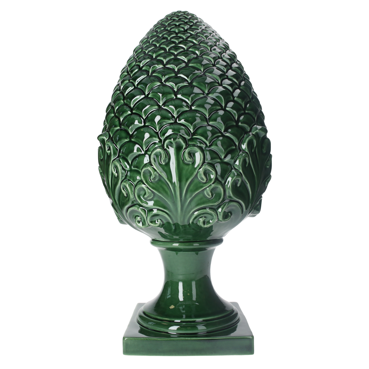 Pomme de pin verte en céramique Fabriqué en Italie H 60 x Ø 30 cm
