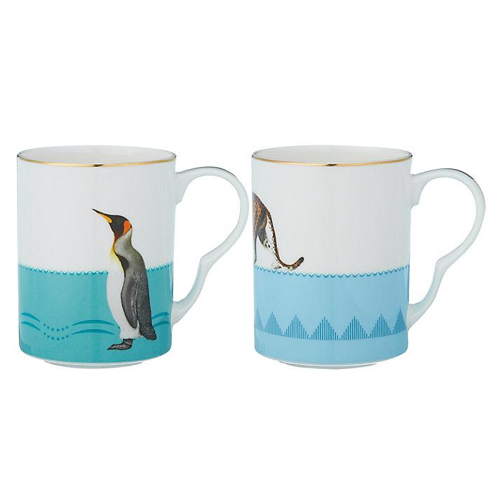 Set de 2 mugs, Léopard et Pingouins, Yvonne Ellen